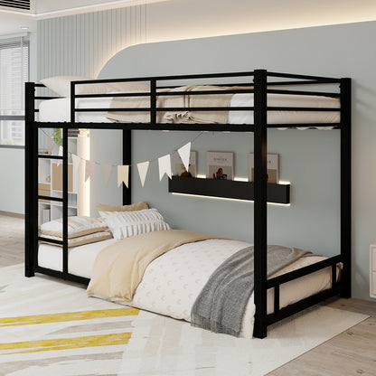 Metal Twin over Twin Bunk Bed/ Heavy-duty Sturdy Metal/ Noise Reduced/ Safety Guardrail,Black