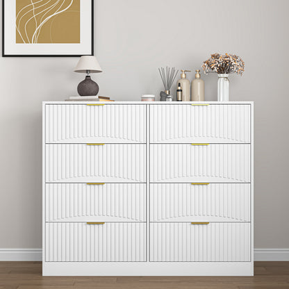 Modern 8 Drawers Dresser Chests for Bedroom,47.2' Wide Wood Chest of Drawers with Gold Metal Handle,Drawer Organizer for Bedroom,Living Room,Hallway and Entryway,White