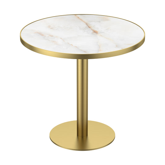 Round Modern Dinning Table 31.5 inches Bistro Table Tulip Table with Faux Marble top, Easy Assemble, Sturdy Metal Frame Diameter