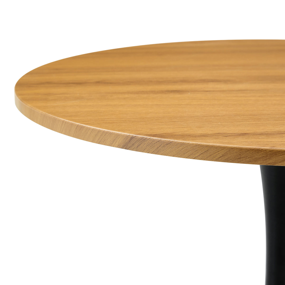 Round Dining Table, 31.5" Circle Tulip Table with Thickened Tabletop & Metal Pedestal, Mid Century Modern Bistro Table for Kitchen, Small Places, Living Room, Cafe (Faux Wood)W2920P405350