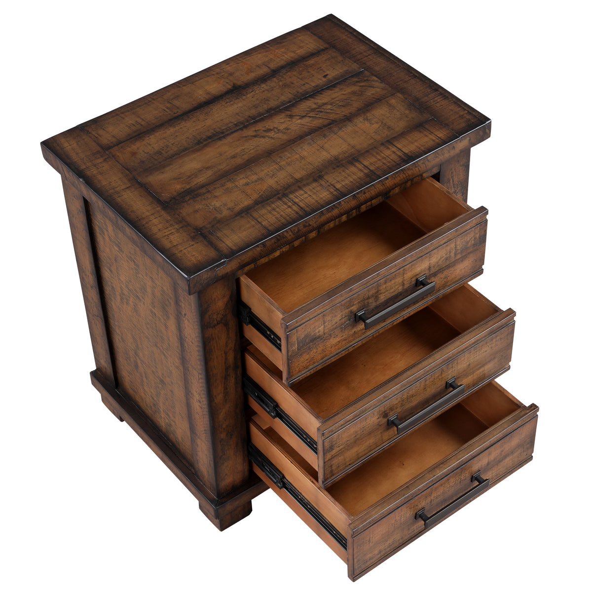 Rustic Three Drawer Reclaimed Solid Wood Farmhouse Nightstand (old sku:WF531408AAD)