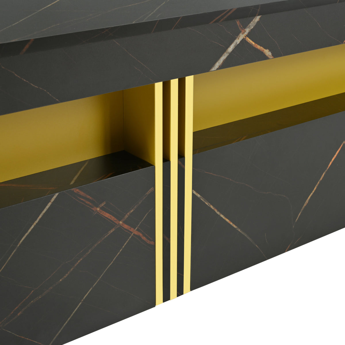 Modern Black Square Storage Coffee Table With 4 Drawers