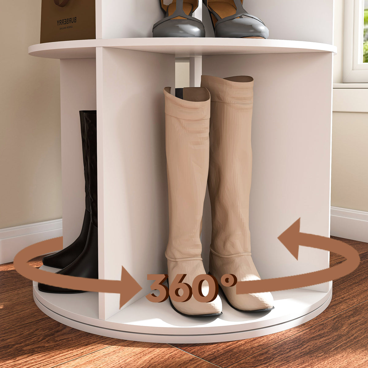 Rotating Shoe Rack Tower, 6-Tier Spinning Shoe Rack, Free Standing 360° Revolving Shoe Organizer