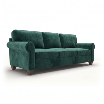 Augusta Sofa – Made in USA, Custom Fabric Options, Classic Sofa Wholesale Furniture - Velvet Antique Kelly Green - Velvet