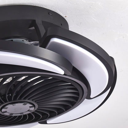 Black Bladeless Ceiling Fan with Remote Control, 6 Speeds Dimmable Light, Enclosed Low Profile for Bedroom Living Room, 17-Inch
