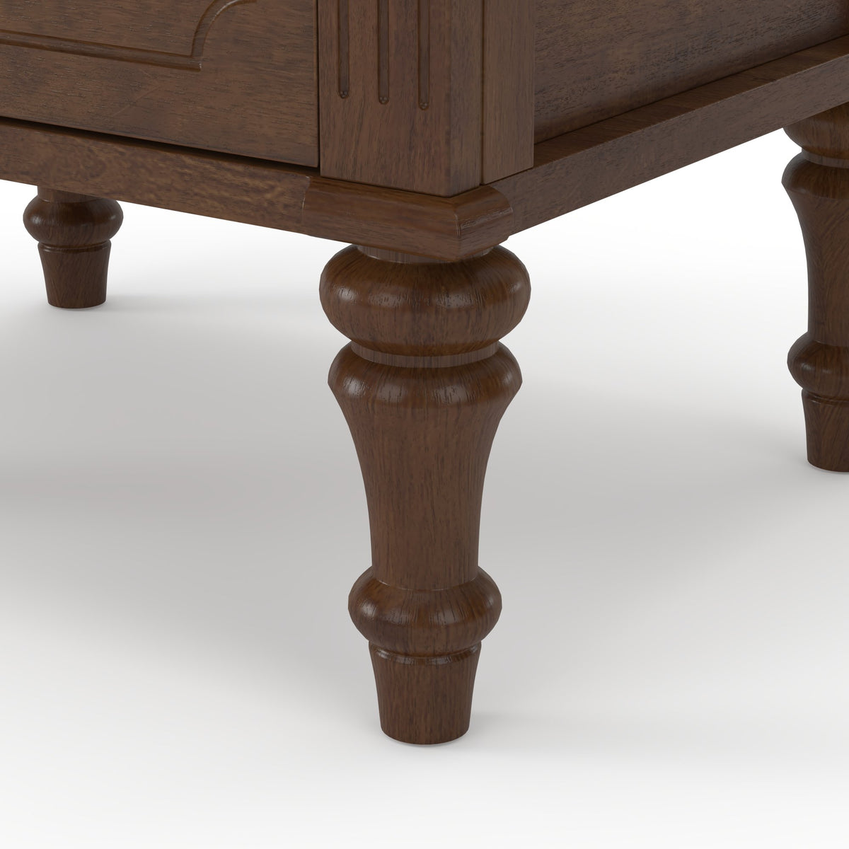 Farmhouse Nightstand with 2 Drawer, Traditional Wood Bedside Table, Wood Storage End Table with 4 Solid Wood Feet, Metal Handle, Traditional wood-on-wood drawer glides, Easy Assembly, Walnut,2-Piece