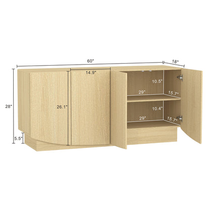 Manhattan Comfort Ardea 60" Sideboard in Natural Oak (4-Door)