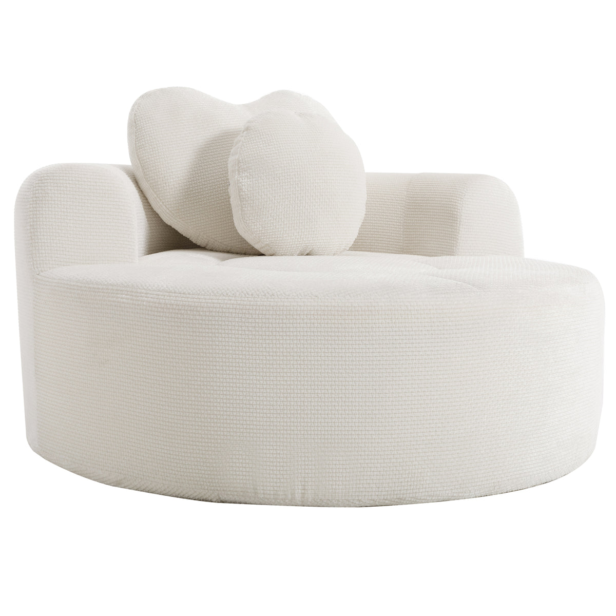 Round Sofa Bed with Memory Foam Sectional Couches for Living Room, Cloud Couch with two pillows, Beige