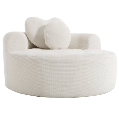 Round Sofa Bed with Memory Foam Sectional Couches for Living Room, Cloud Couch with two pillows, Beige