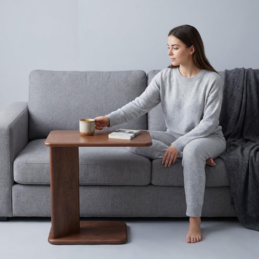 Solid Wood Side Table, Two-Tier Square Side Table with Storage Shelves, Modern-Style Bedroom Nightstand and Living Room Decorative Table, Side Table for Next to the Sofa