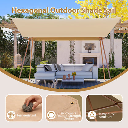 Hexagonal Shade Sail Canopy, Large 206'x118" UV Block Sun Shade with UPF 50+, Waterproof High-Density Polyester Fabric