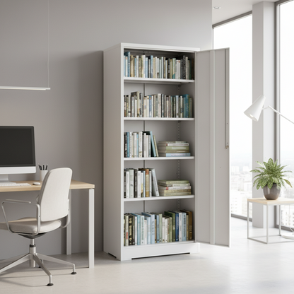 Ironclad 71" Cream White Metal Storage Cabinet with Locking Doors and 4 Adjustable Shelves, Heavy-Duty Steel for Garage, Laundry