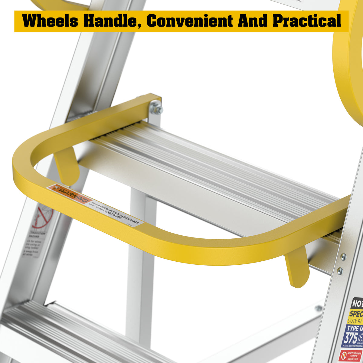 4 Step 375lbs Aluminum Rolling Platform Ladder