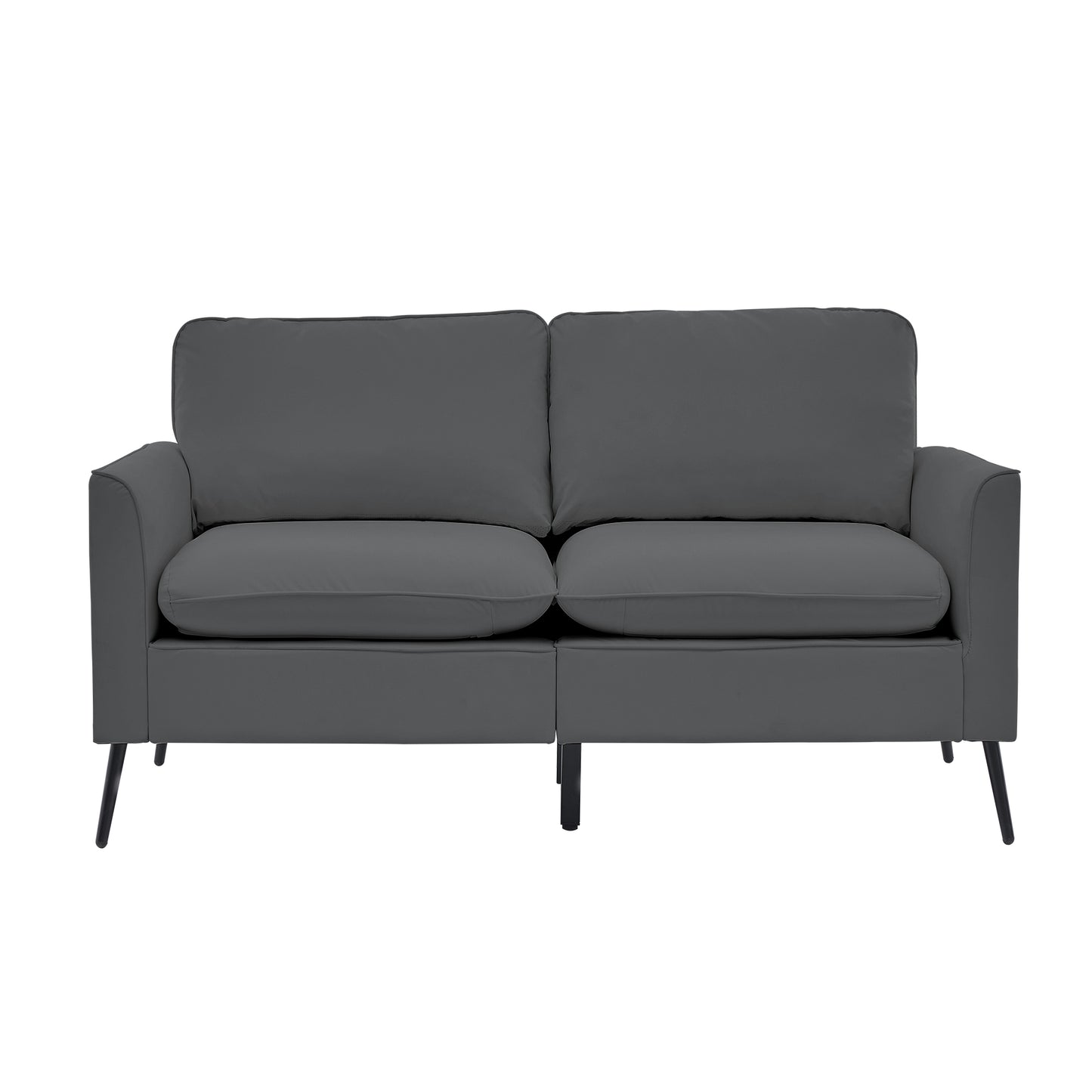 TS Nordic Retro Light Luxury Leather Upholstered Sofa Loveseat, Gray, 55.91L x 31.90W x 26.80H inches