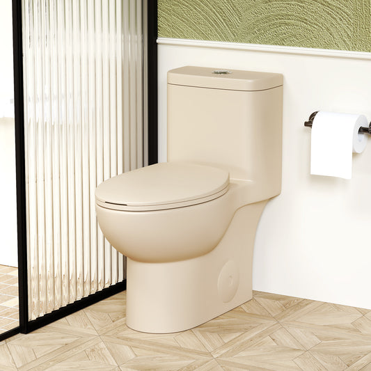 1.1/1.6 GPF Tornado Flush One-Piece Toilet with Comfort Chair Seat ADA Height 17',Powerful & Quiet Dual Flush Modern Toilet,Siphonic S-trap 12',Rimless Bowl with Soft Closing Seat, khaki
2KK-006