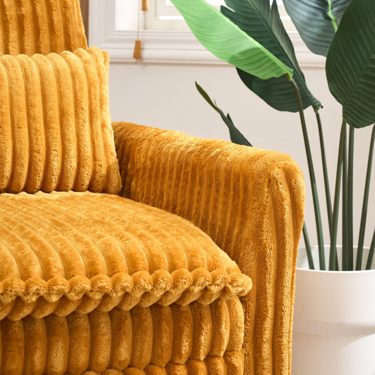 orange comfortable chair for Small apartment Bedroom space Balcony Small sofa bed Lazy Small sofa with a pillo