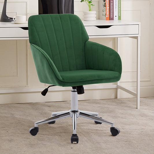 TY Adjustable Office Chair, Ergonomic Swivel Chair with Velvet Backrest Seat in Green, Comfortable for Long Sitting