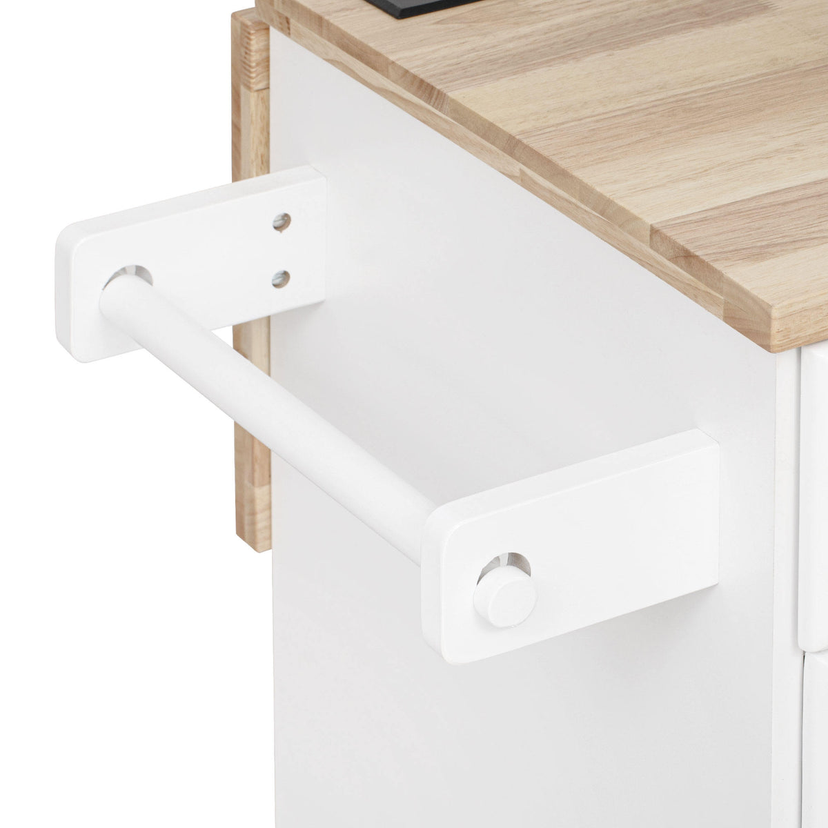 K&K 59.3" Kitchen Island with Storage 2 Pull Out Cabinet Organizers & Rubber Wood Drop Leaf, Rolling Kitchen Island with Trash Can Storage