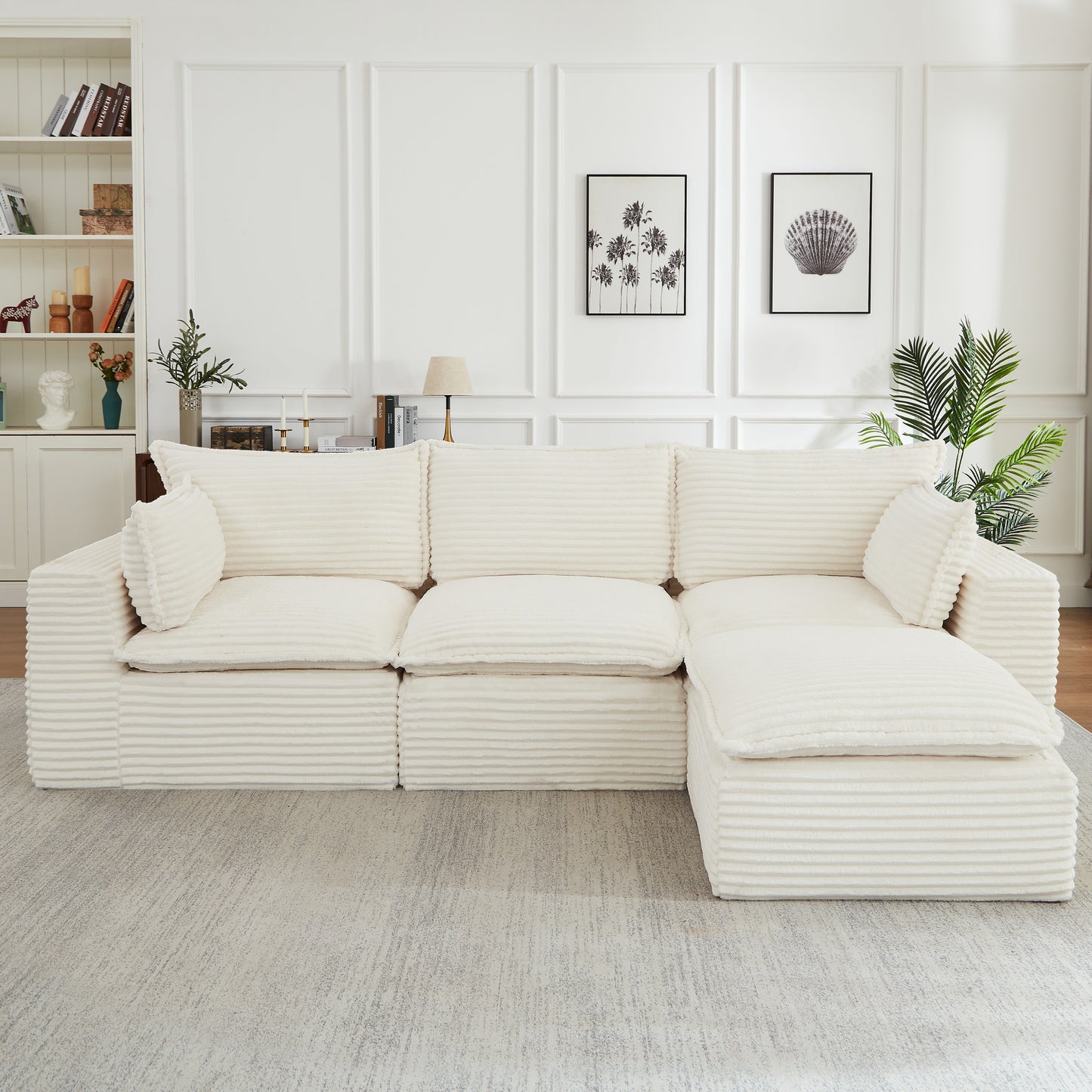 Cloud Sectional Couches for Living Room, Convertible L-Shape Couch with Ottoman