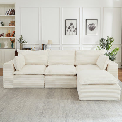 Cloud Sectional Couches for Living Room, Convertible L-Shape Couch with Ottoman