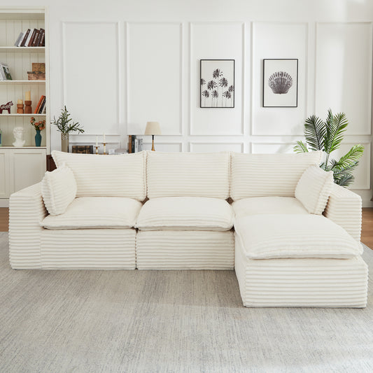 Cloud Sectional Couches for Living Room, Convertible L-Shape Couch with Ottoman