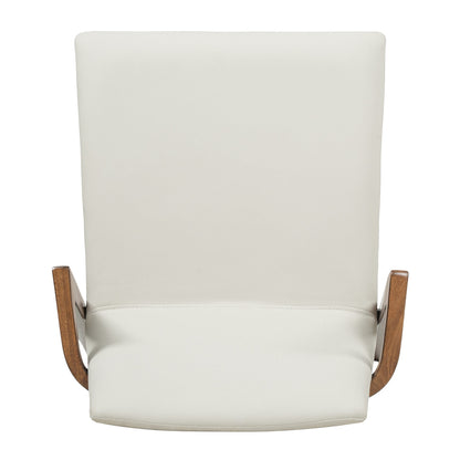 Mid-Century Modern Dining Chairs Set of 2 - Beige PU Upholstered Armchairs with Walnut Color Rubber Wood Frame, 250lbs Capacity for Kitchen & Dining Room