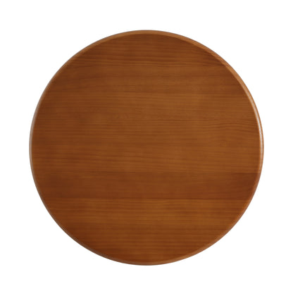 Walnut Finish Pine Wood Round Side Table with Unique Fan-Shaped Legs, Mid-Century Modern Accent End Table for Living Room
