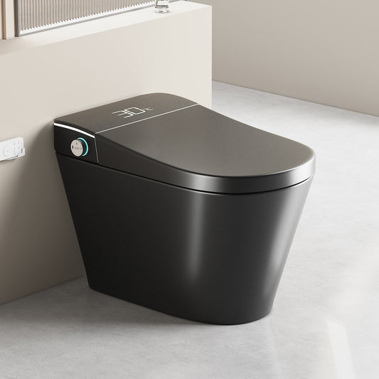 Smart Bidet Toilet with Auto Open/Close Seat, Warm Water Wash, Heated Seat, and Dryer in Black Ceramic, One-Piece Design