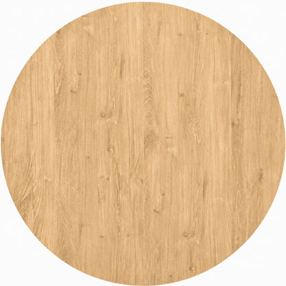 43.3'-59.05' Extendable Round Dining Table for 4-6, Round-to-Oval Kitchen Table with Removable Extension Leaf, Cross-Shaped Base and Storage Shelf, Natural