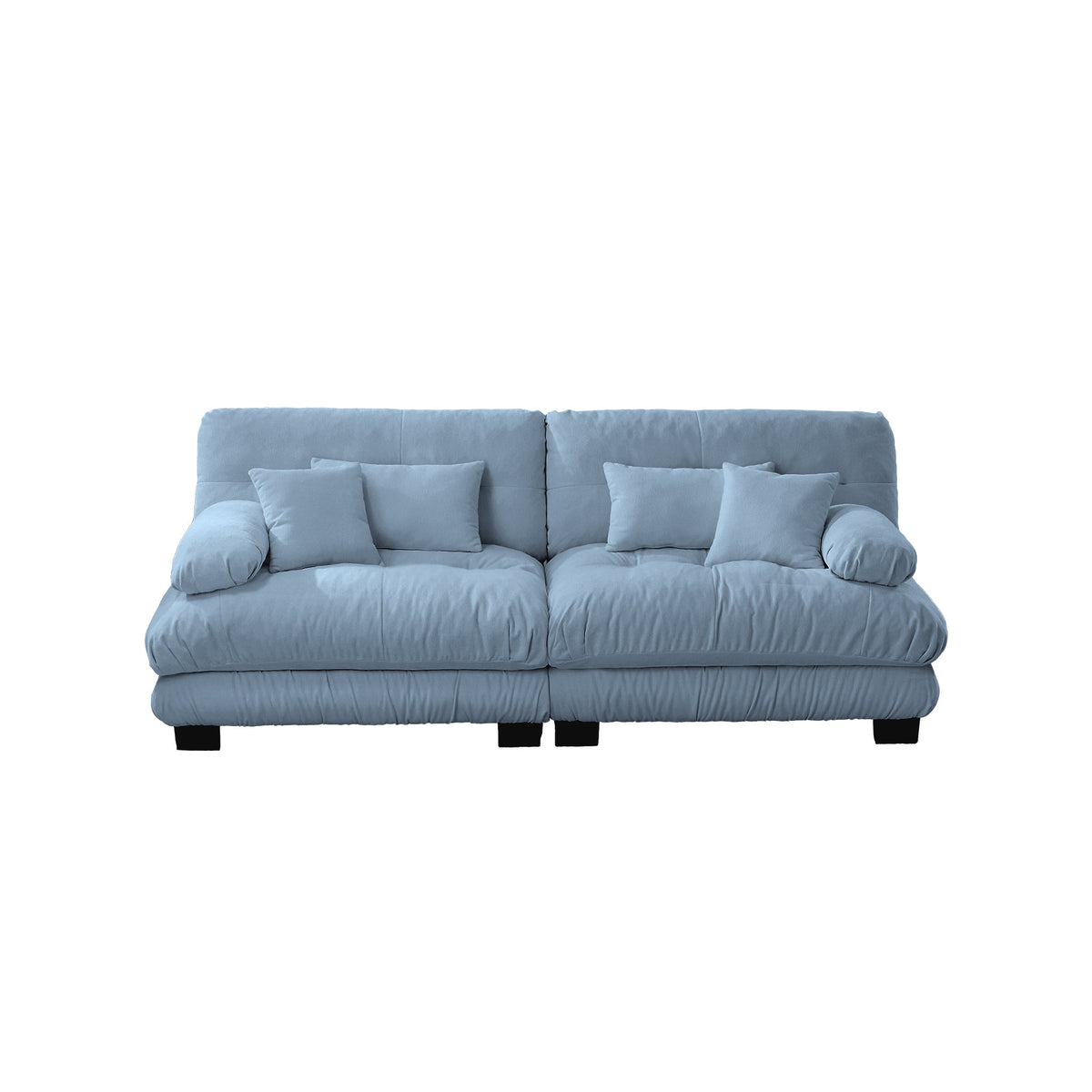 Cloud Couch 2 Seater Sofa, Chenille 2 - Seat sofa with 2 Lumbar pillows and 2 throw pillows, Chenille Blue