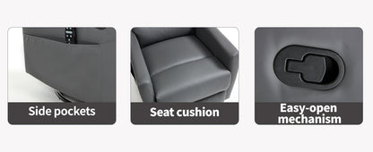 Heat Massage Manual Recliner Chair with Rocker and Swivel in Fabric, Grey – Model W3224P322245
