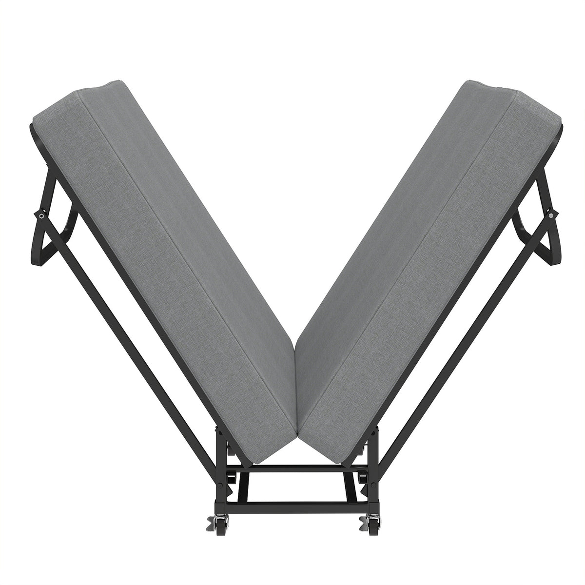 75" Folding Bed with Memory Foam Mattress, 4 Lockable Wheels Portable & Space Saving, Reinforced Steel Frame Quietly Supports 450 lbs, Folds Upright – Essential for Small Apartments & Guest Rooms