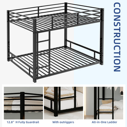 Metal Twin over Twin Bunk Bed/ Heavy-duty Sturdy Metal/ Noise Reduced/ Safety Guardrail,Black