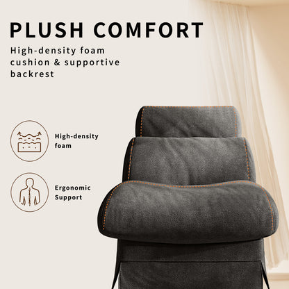 Minimalist Accent Chair with Solid Wood Frame, Soft Medium-Firm Chenille Upholstery, Ideal for Living Room, Bedroom, Balcony & Office Reading Nook