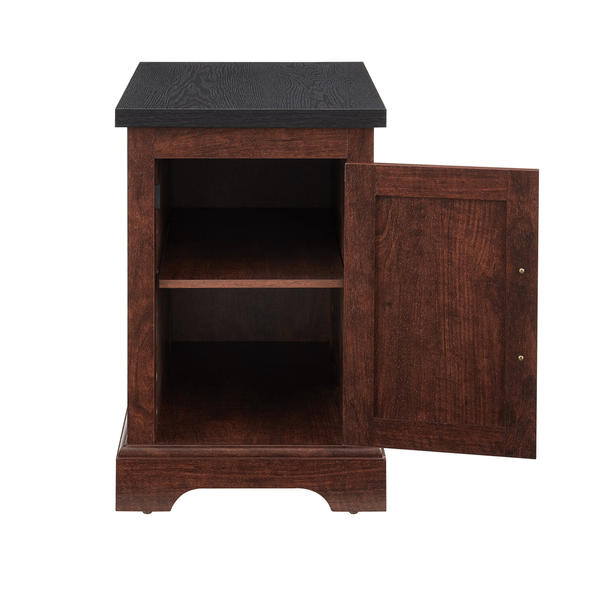 Farmhouse end table Nightstand Rectangular Farmhouse End Table with Barn Door and Adjustable Storage Shelf, Rustic Sofa Side Table, OAK