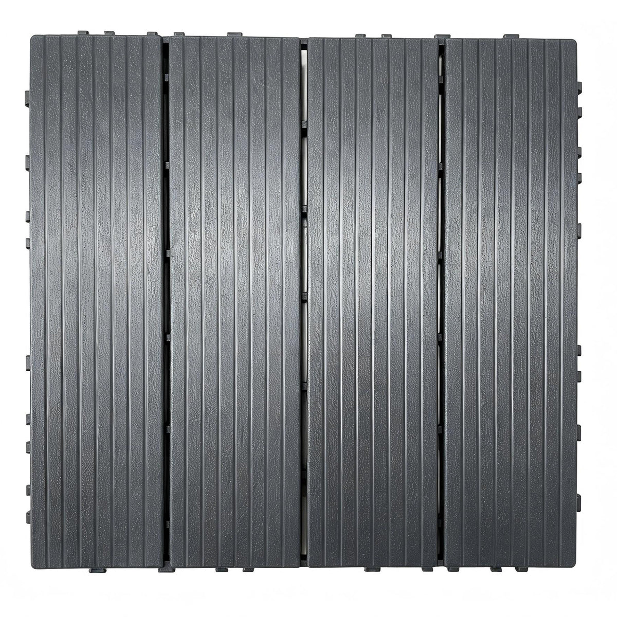 Plastic Interlocking Deck Tiles, 44 Pack 12"x12" Waterproof Non-Slip Outdoor Patio Flooring, All Weather Drainable Snap Together Decking Tiles for Poolside, Porch, Garden, Backyard & Shed Floor,Grey