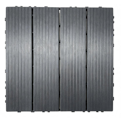 Plastic Interlocking Deck Tiles, 44 Pack 12"x12" Waterproof Non-Slip Outdoor Patio Flooring, All Weather Drainable Snap Together Decking Tiles for Poolside, Porch, Garden, Backyard & Shed Floor,Grey
