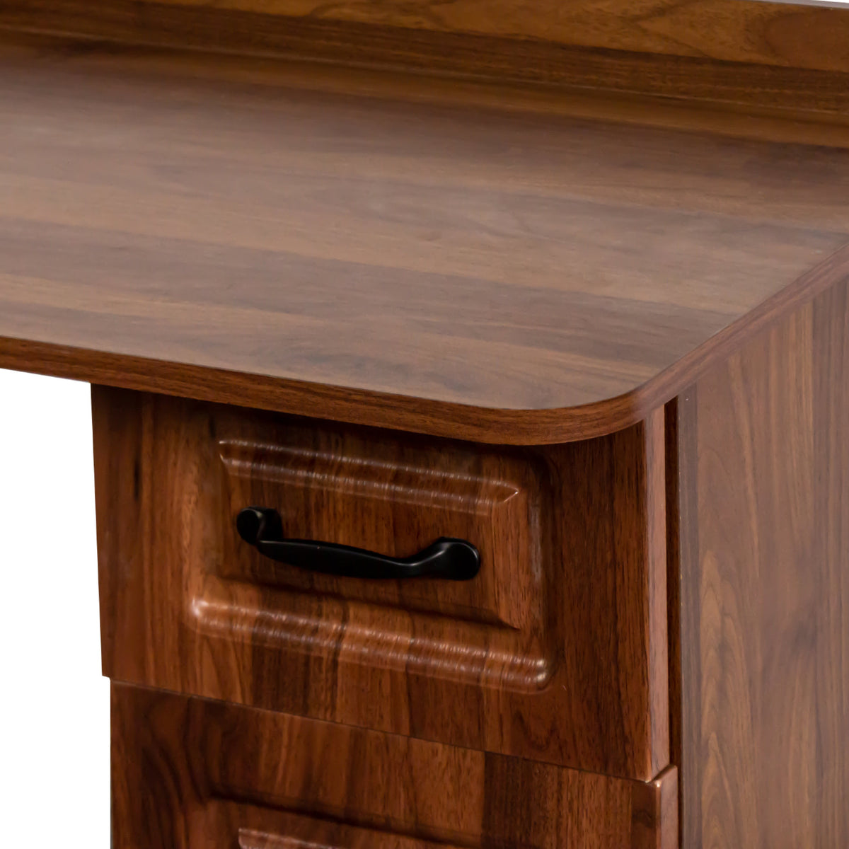 L-Shaped Corner Computer Desk for Home Office or Study desk, Study Modern Style Table with Drawers, Bookshelf & Hutch – Walnut