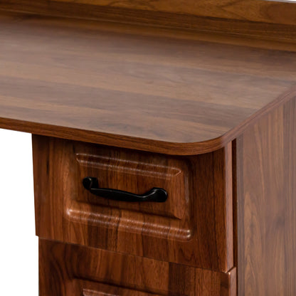 L-Shaped Corner Computer Desk for Home Office or Study desk, Study Modern Style Table with Drawers, Bookshelf & Hutch – Walnut