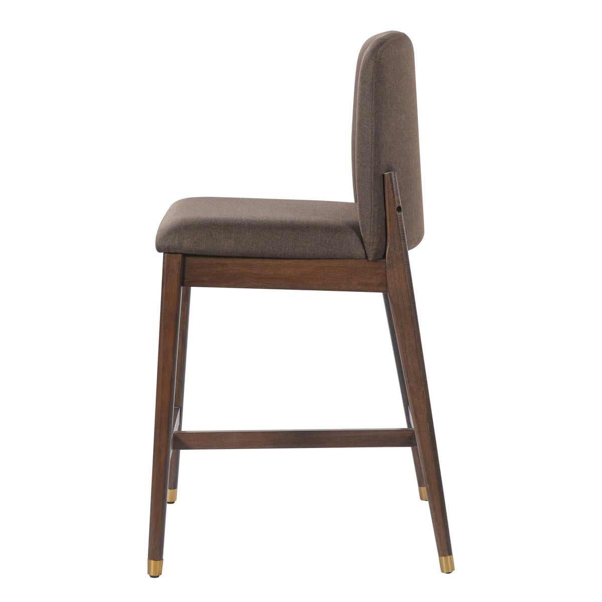 Clara Indoor Wooden Upholstered Counter stool, Walnut Finish with Taupe Cushion, Set of 2
