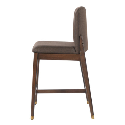 Clara Indoor Wooden Upholstered Counter stool, Walnut Finish with Taupe Cushion, Set of 2