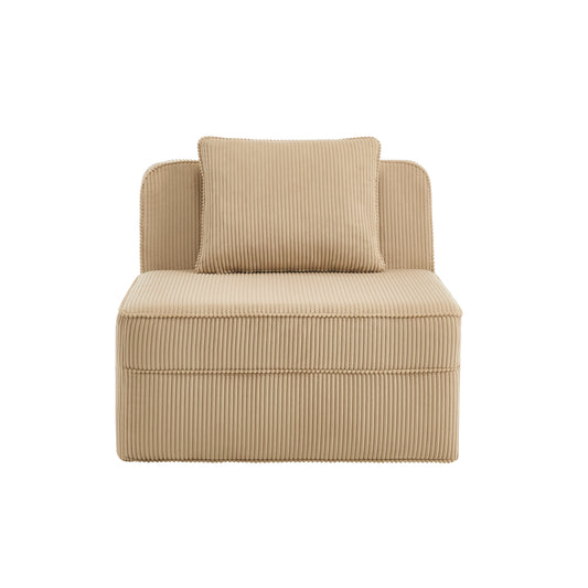 Armless Sofa W/Pillow Corduroy -Camel