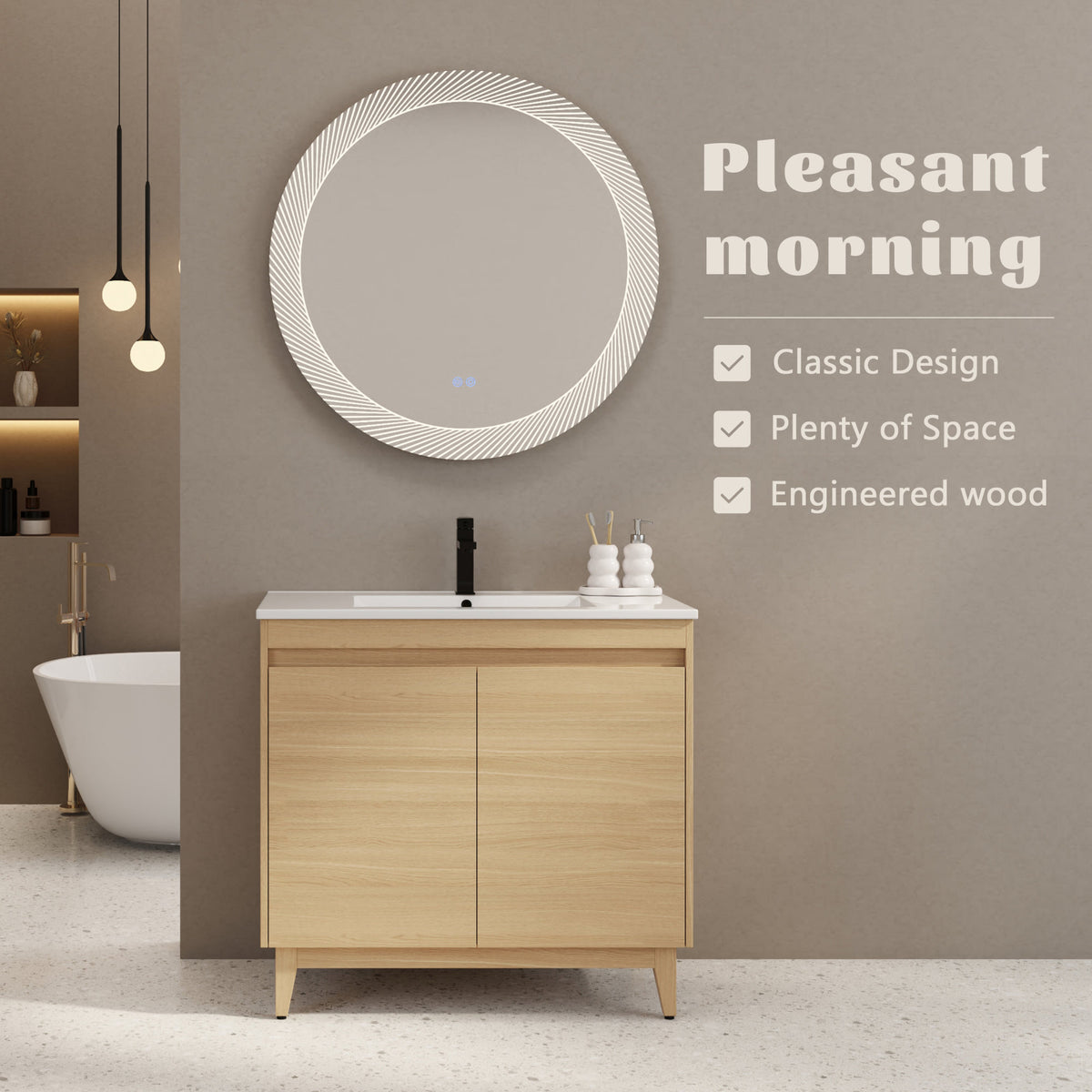 36" Freestanding Bathroom Vanity With Ceramic Sink