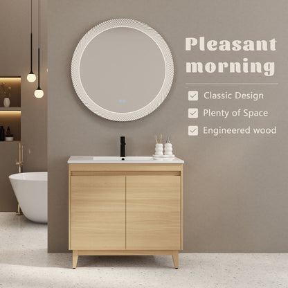 36" Freestanding Bathroom Vanity With Ceramic Sink