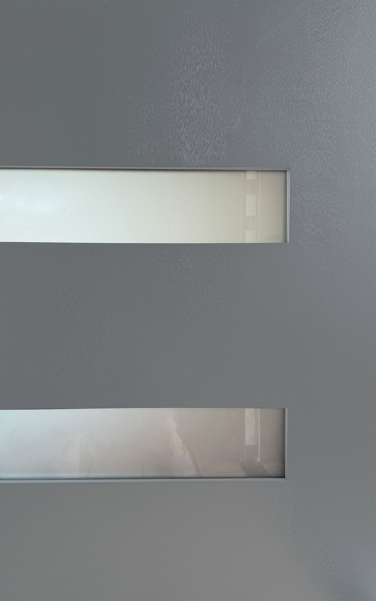 36 x 80 Fiberglass Entry Door Slab, Frosted Glass, Light Gray Blue Finish Mahogany Grain Knock-Down Fiberglass Door Slab- Contemporary Style for Home's Front Entrance, Left Hand Inswing