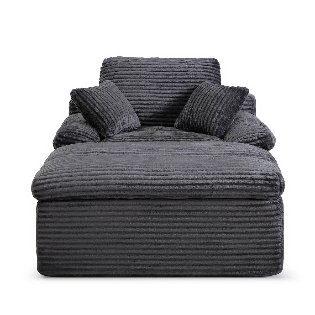 Chaise Lounge Chair Indoor, Oversized Boneless Couch,No Assembly, Wide Armrests, Dual-Layer Cushion, Cloud Reading Chair for Living Room Bedroom Apartment, Corduroy Grey