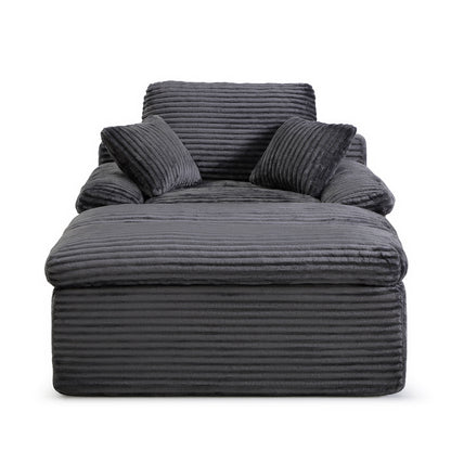 Chaise Lounge Chair Indoor, Oversized Boneless Couch,No Assembly, Wide Armrests, Dual-Layer Cushion, Cloud Reading Chair for Living Room Bedroom Apartment, Corduroy Grey