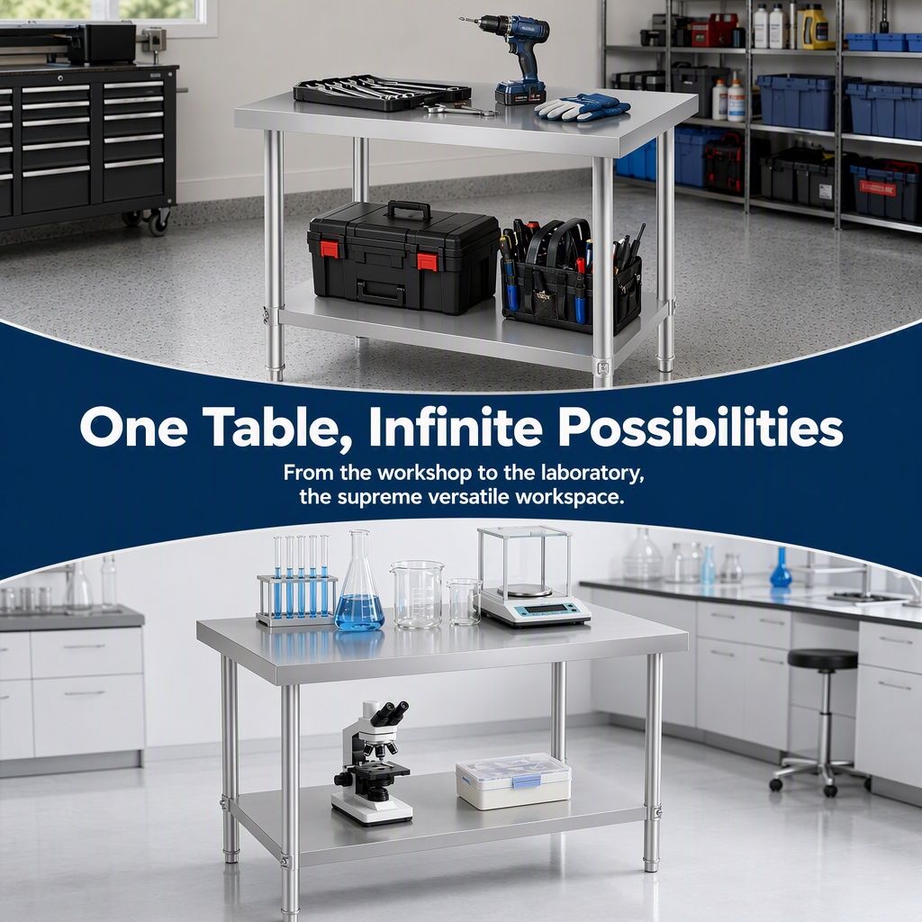 Commercial Stainless Steel Kitchen Prep Table 48''x24'' with Under Shelf for Restaurant and Home Use Silver