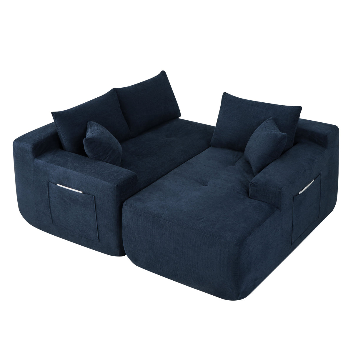 85' Cloud Sectional Couch with L-Shape Chaise,Modern Modular Sofa with Deep Seat, Upholstered Couches for Living Room Bedroom,No Assembly Required, (Cotton linen Fabric),Blue