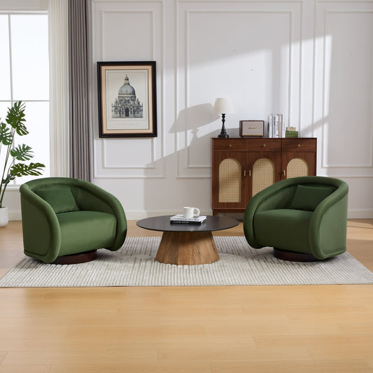 Swivel Accent Chair, 360-degree Swivel Barrel Chair with Velvet Fabric Upholstery, Comfy Pumpkin-Shaped Swivel Chair, or Office
